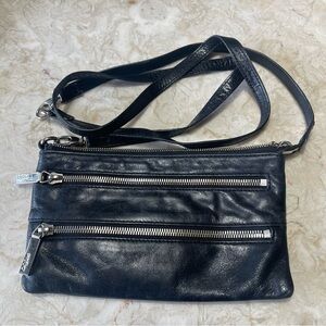 HOBO Black Leather Convertible Wristlet or Crossbody Bag